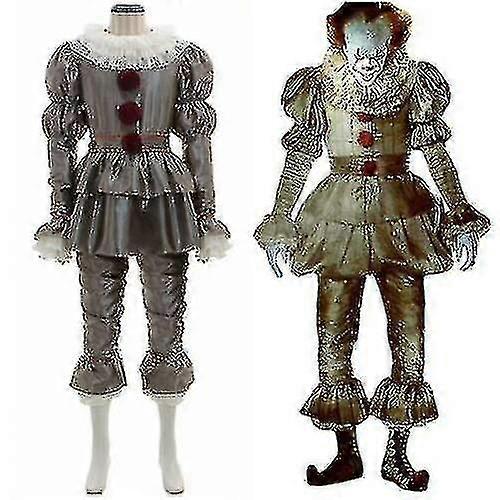 Stephen King's It Full Set Halloween Costume Pennywise Clown Suit Joker_y High Quality