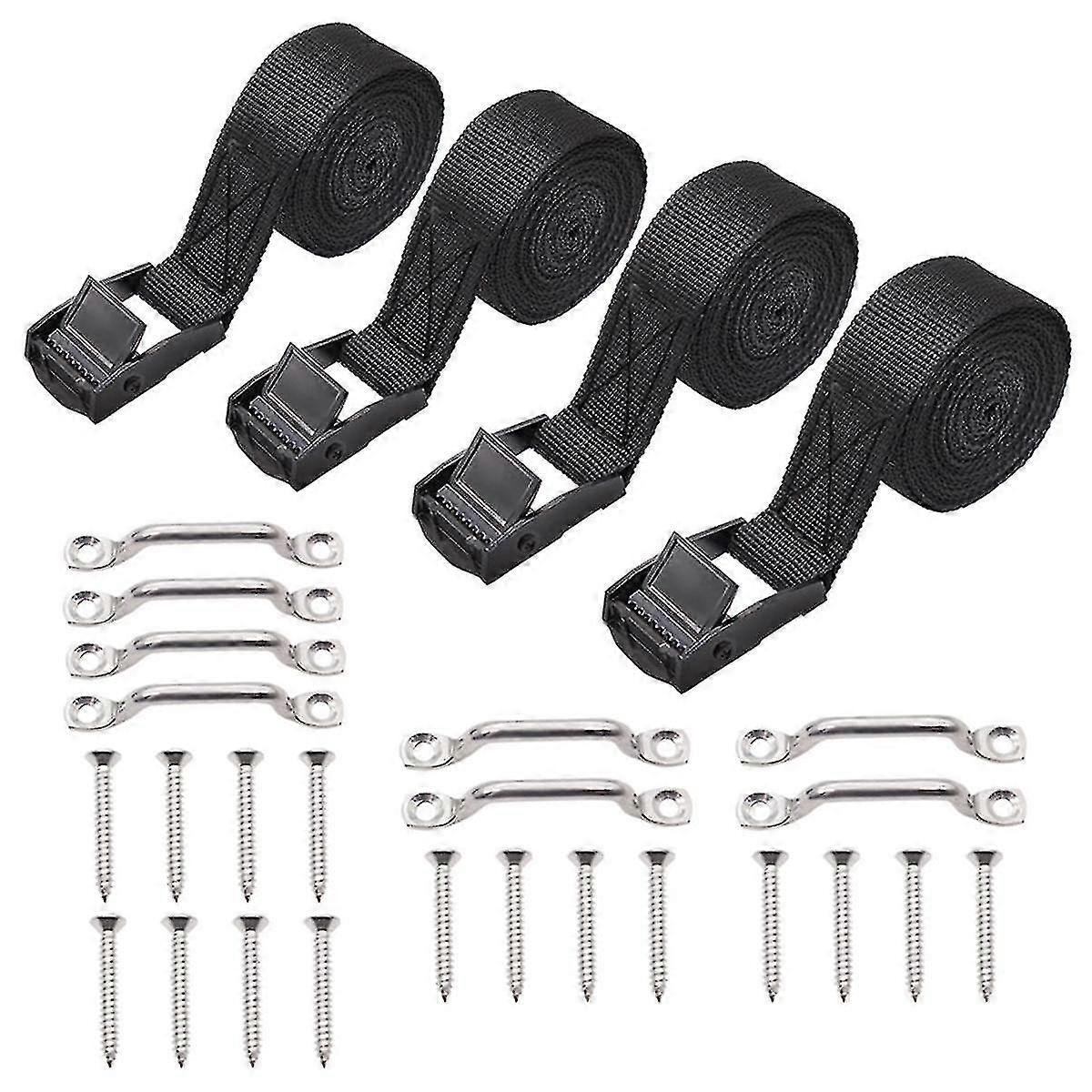Kit de sangle d’arrimage de batterie de 1 pouce x 4 pieds avec boucle à came en acier inoxydable, support et vis pour bateau-xinhan