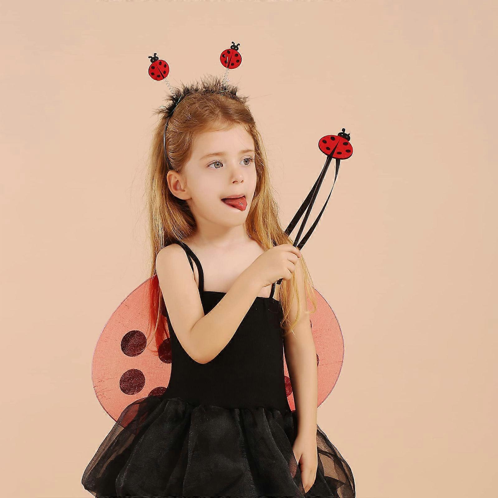 Disfraz De Mariquita Para Mujer – Set De 3 Accesorios: Gafas Con Antenas, Diadema Con Alas Y Falda Roja Con Lunares, Ideal Para Cosplay Y Fiestas