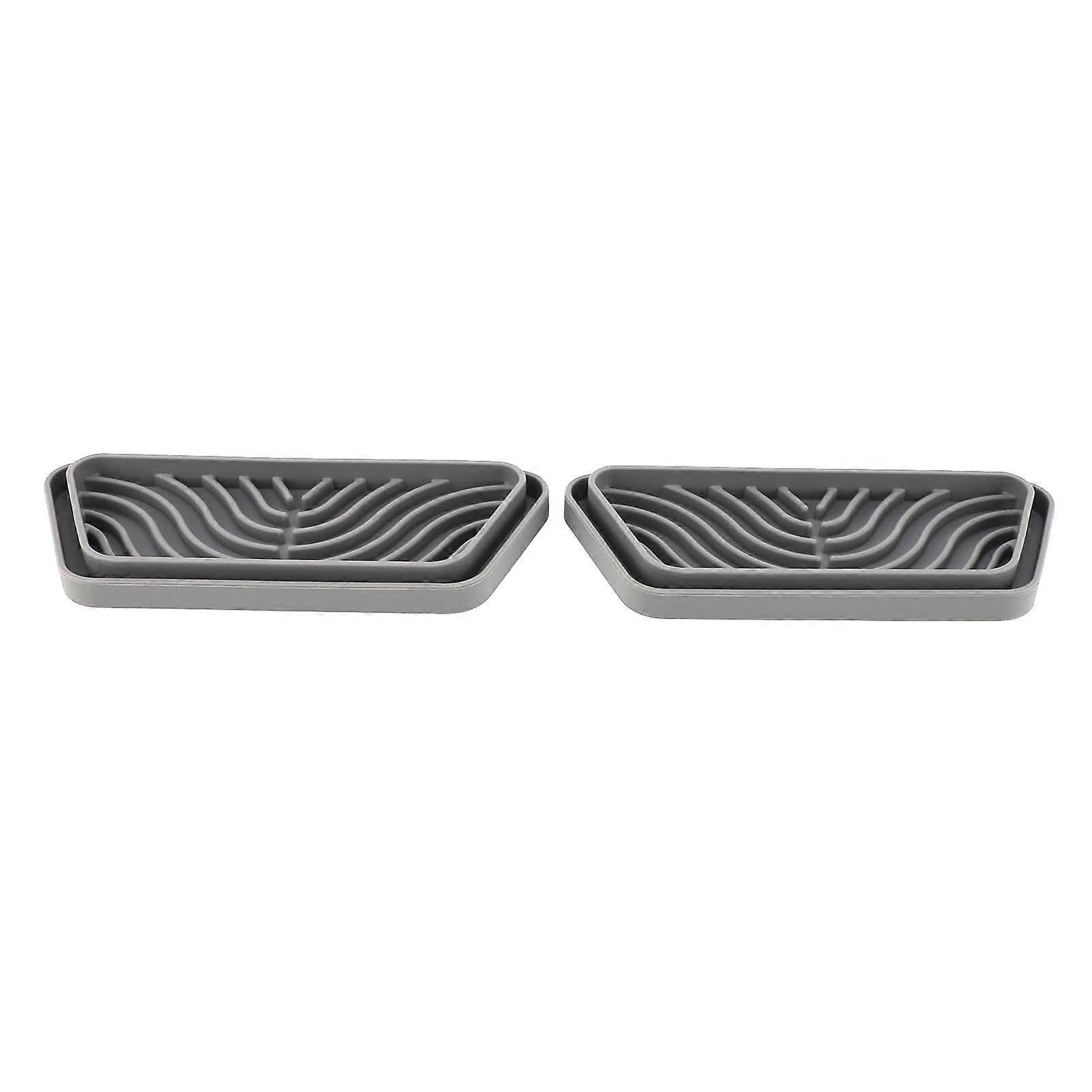 2-Pack Grey Trapezoidal Fridge Drip Pans for GE & Samsung