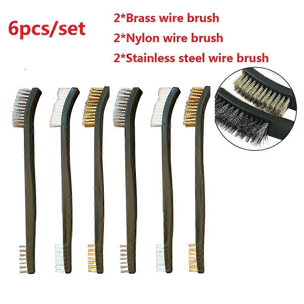 Stainless Steel WIRE BRUSH Brass Nylon Rust/Paint Remover 6pcs/set