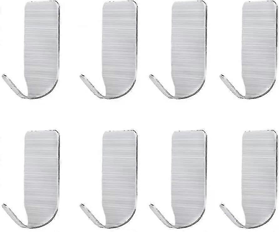 Self-adhesive Wall Hooks, 8 Self-adhesive Towel Hooks Without Punching, Stainless Steel