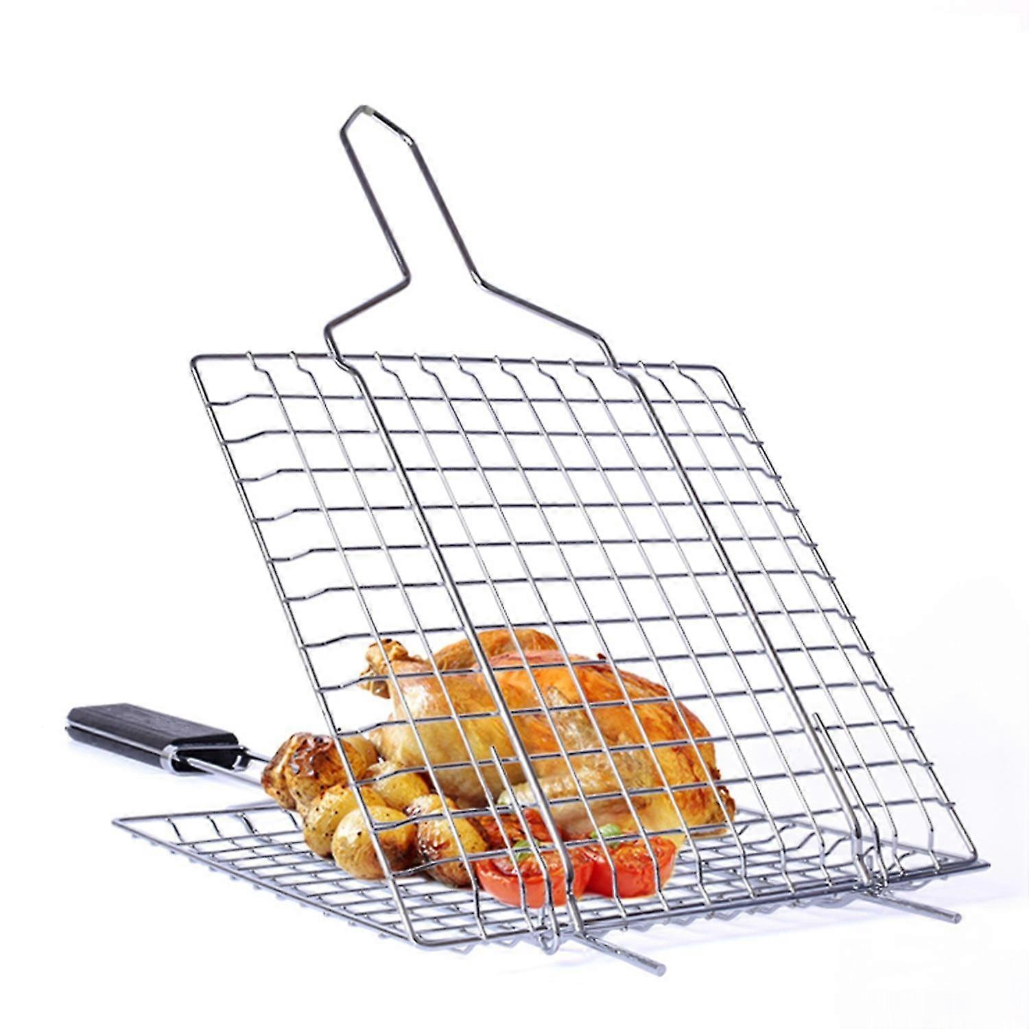 Grilling Basket Non-Stick Barbecue Basket Heavy Duty BBQ Tools Grill Basket for Meats Fish Vegetable