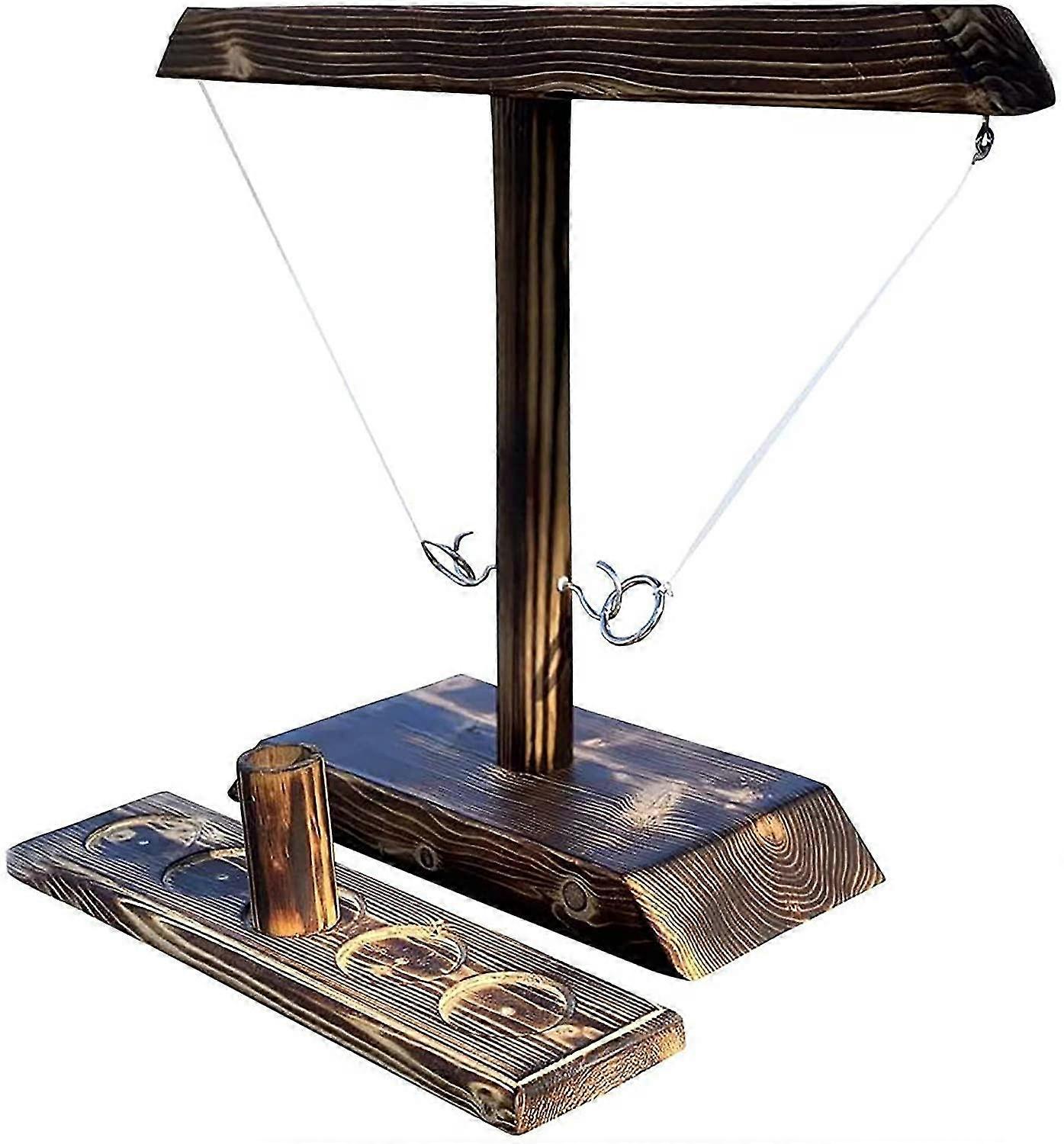 Ring Toss Games Handmade Wooden Table Top With Shot Ladder Bundle Black Rectangle
