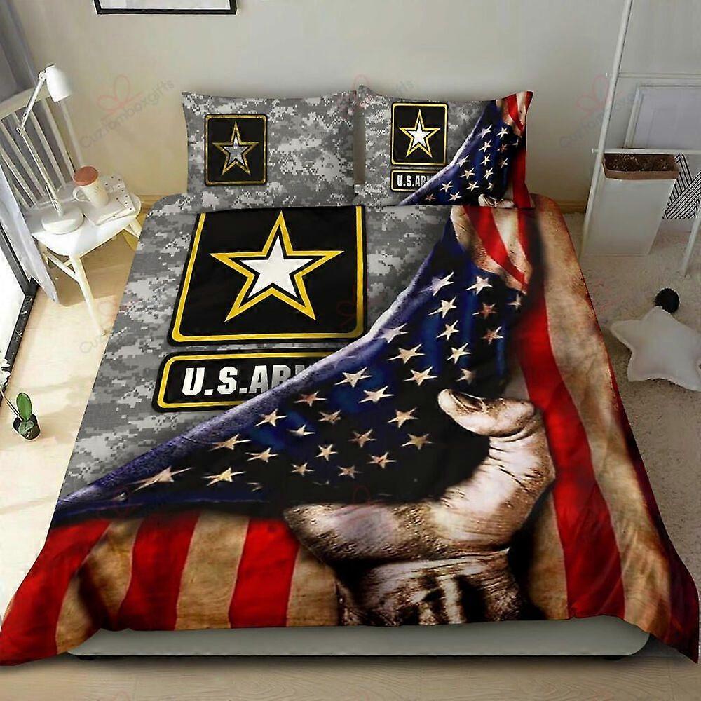 v234 Prześcieradła Zestaw pościeli US Army American Flag: prześcieradło, kołdra, poszwa na kołdrę3-częściowy zestaw pościeli (1 poszwa na kołdrę + 2 poduszki) y234
