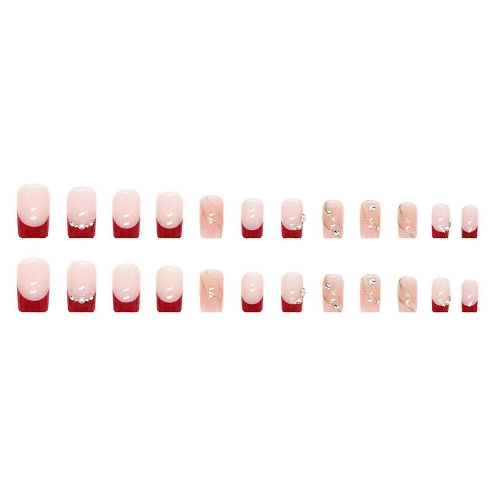 Irregular Color Block Fake Nails Abs Material Gentle To Nails Skin  Glue Models