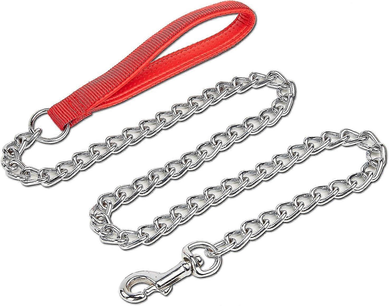 Solid Metal Dog Leash 120cm With Padded Handle Lead Classic Simple Soft Leash With Handle For Hiking Walking The Dog