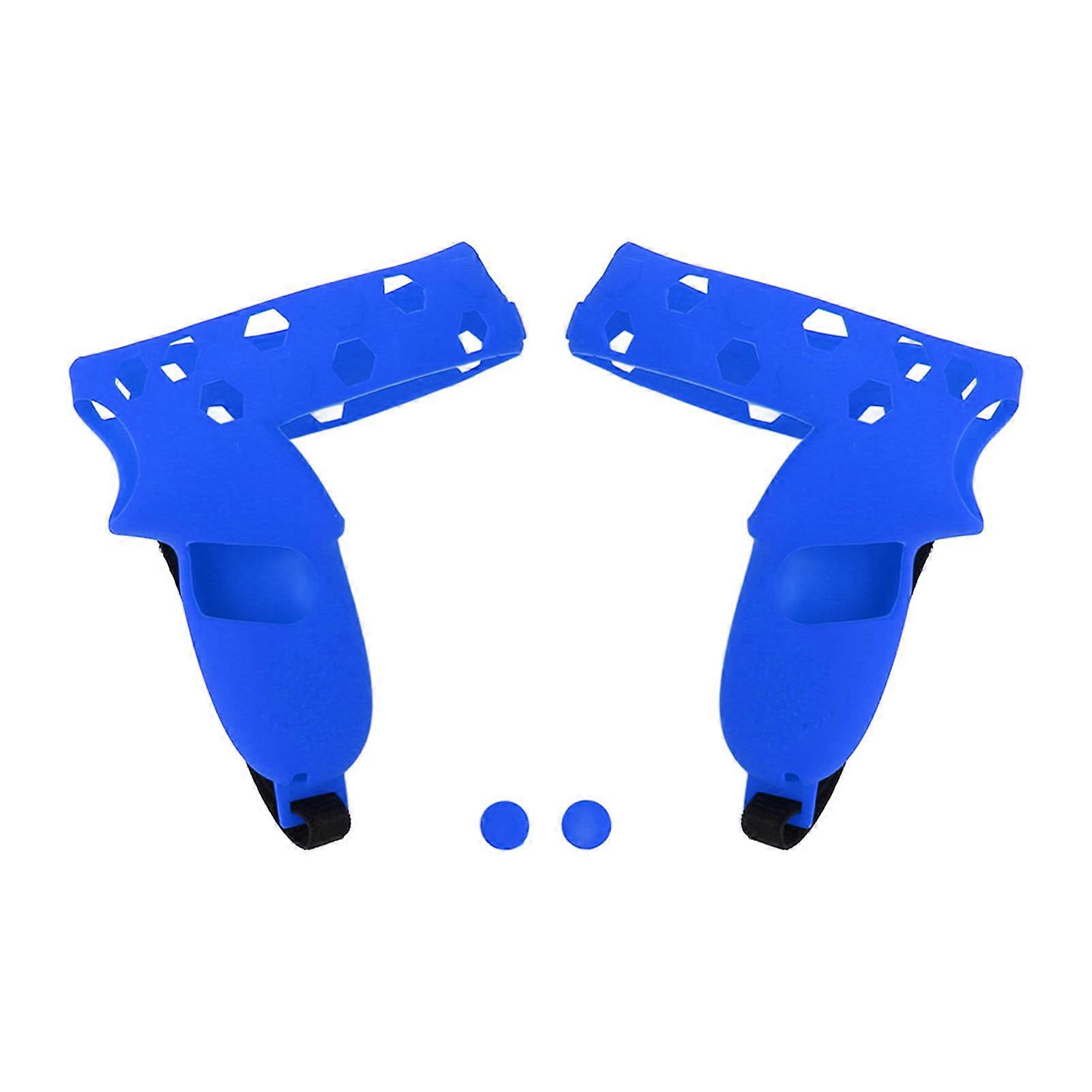Controller Grip Cover Silicone VR Handle Protective Sleeve Anti Throw Grip Cover Protector with Wrist Strap for Quest 2 Blue
