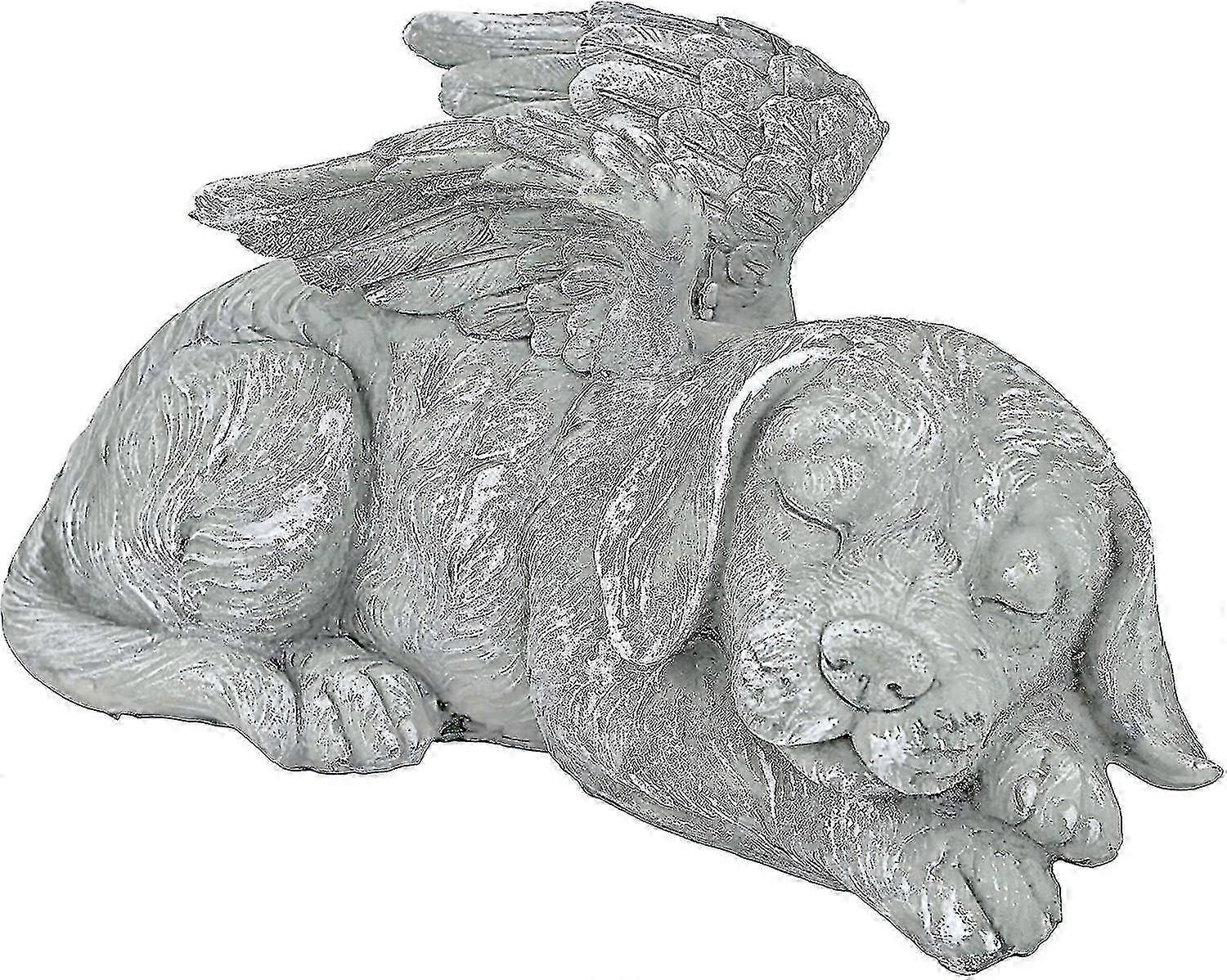 ドッグエンジェルペットメモリアル墓標像、ポリレジン、ストーンフィニッシュ1個、グレー)