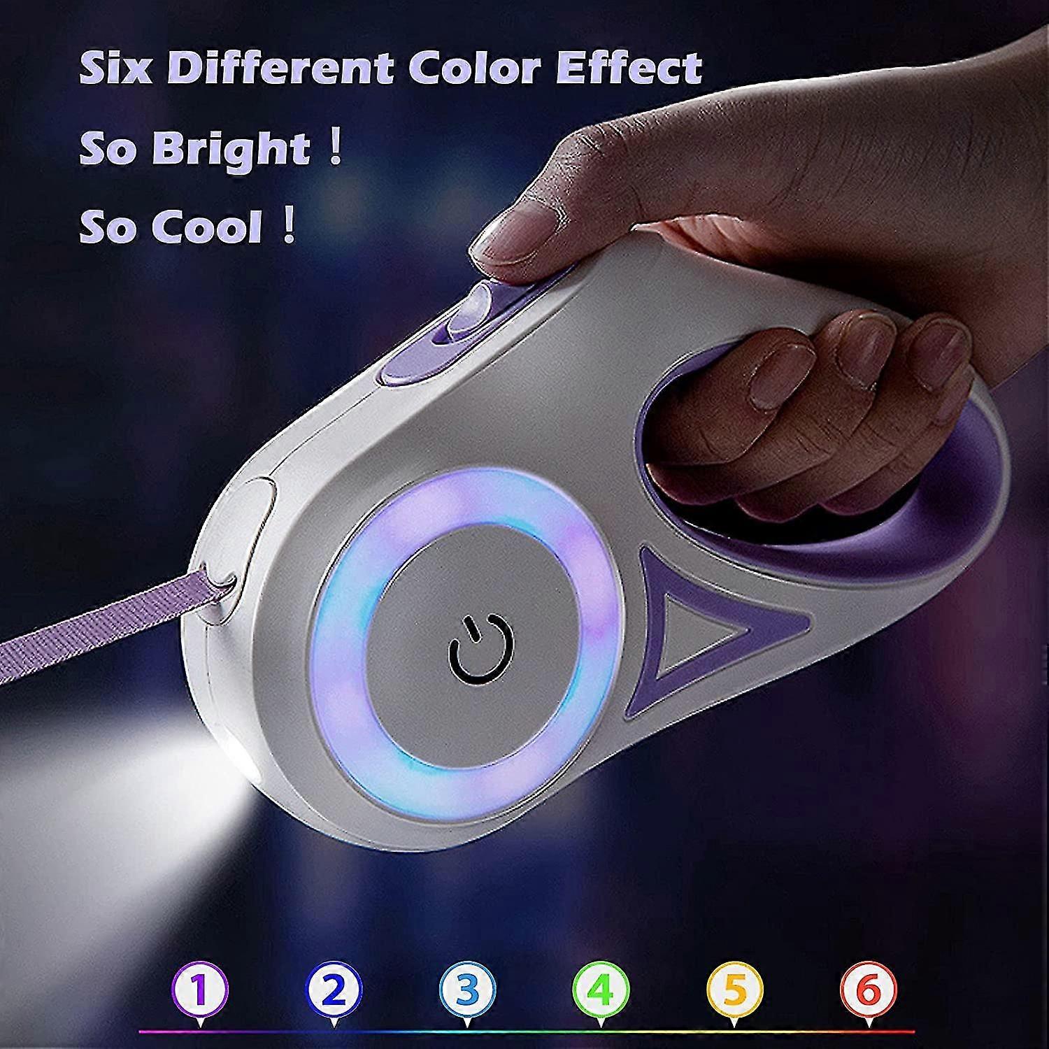 Dog Leash Retractable Dogs Leashes with Led Bright Flashlight Walking Leashes for Puppy Small Medium Dogs Leash One Handed Brake Free Movement One But