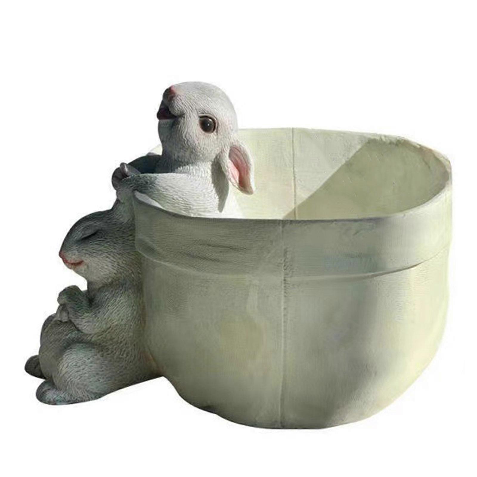 Rabbit Flower Pot Resin Pocket Bunny Succulent Planter with Drain Hole