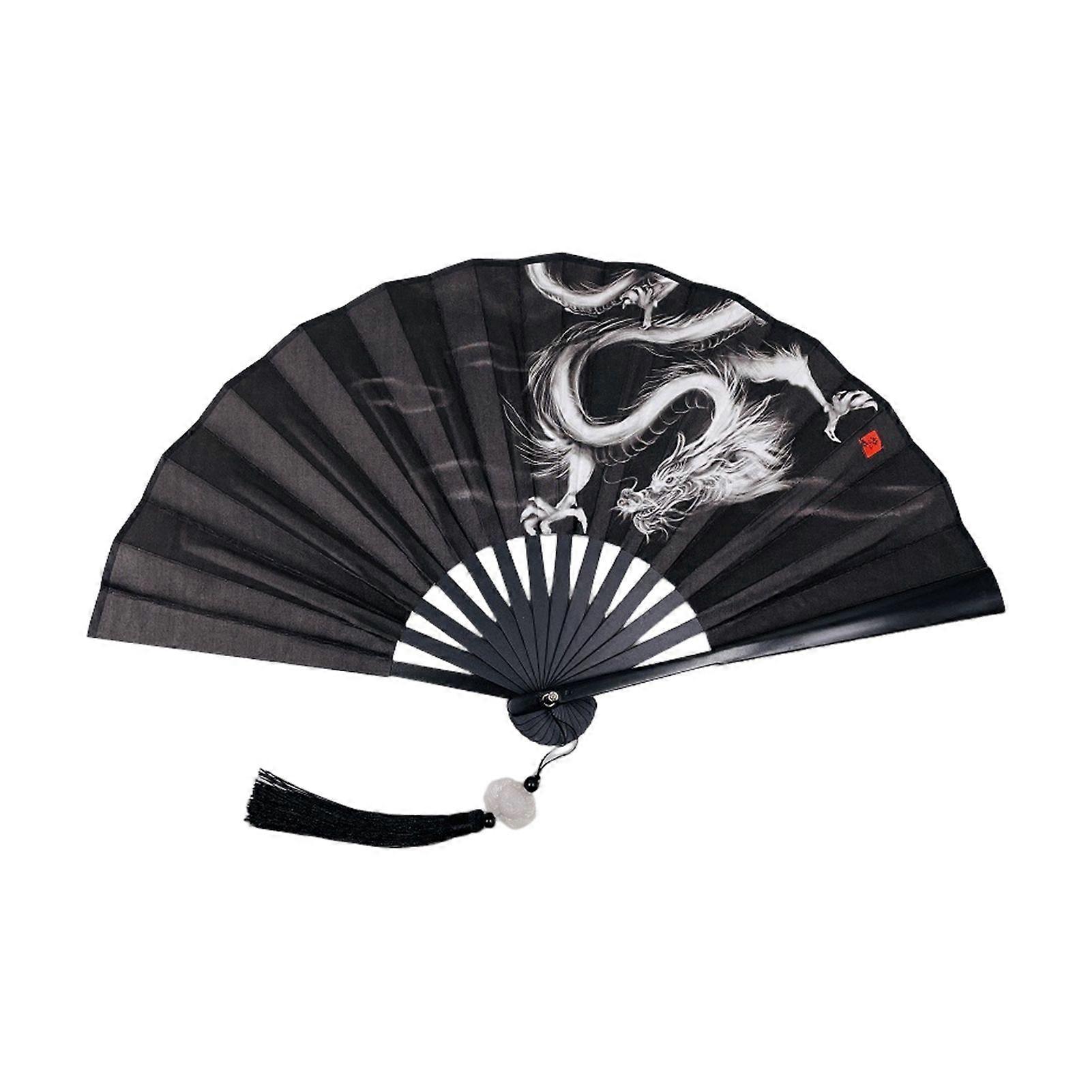 Folding Hand Held Fan Chinese Vintage Style Plastic Fan Double Sided Hanfu Accessories for Weddings Dancing Parties
