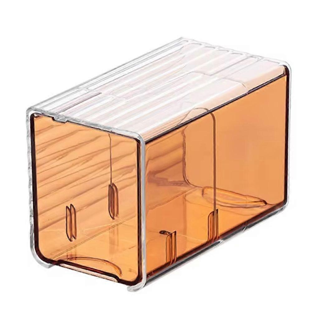 Wall-Mounted Cotton Pad and Swab Organizer Box, Punch-Free Transparent Plastic Cosmetic Storage Container with Drawer C