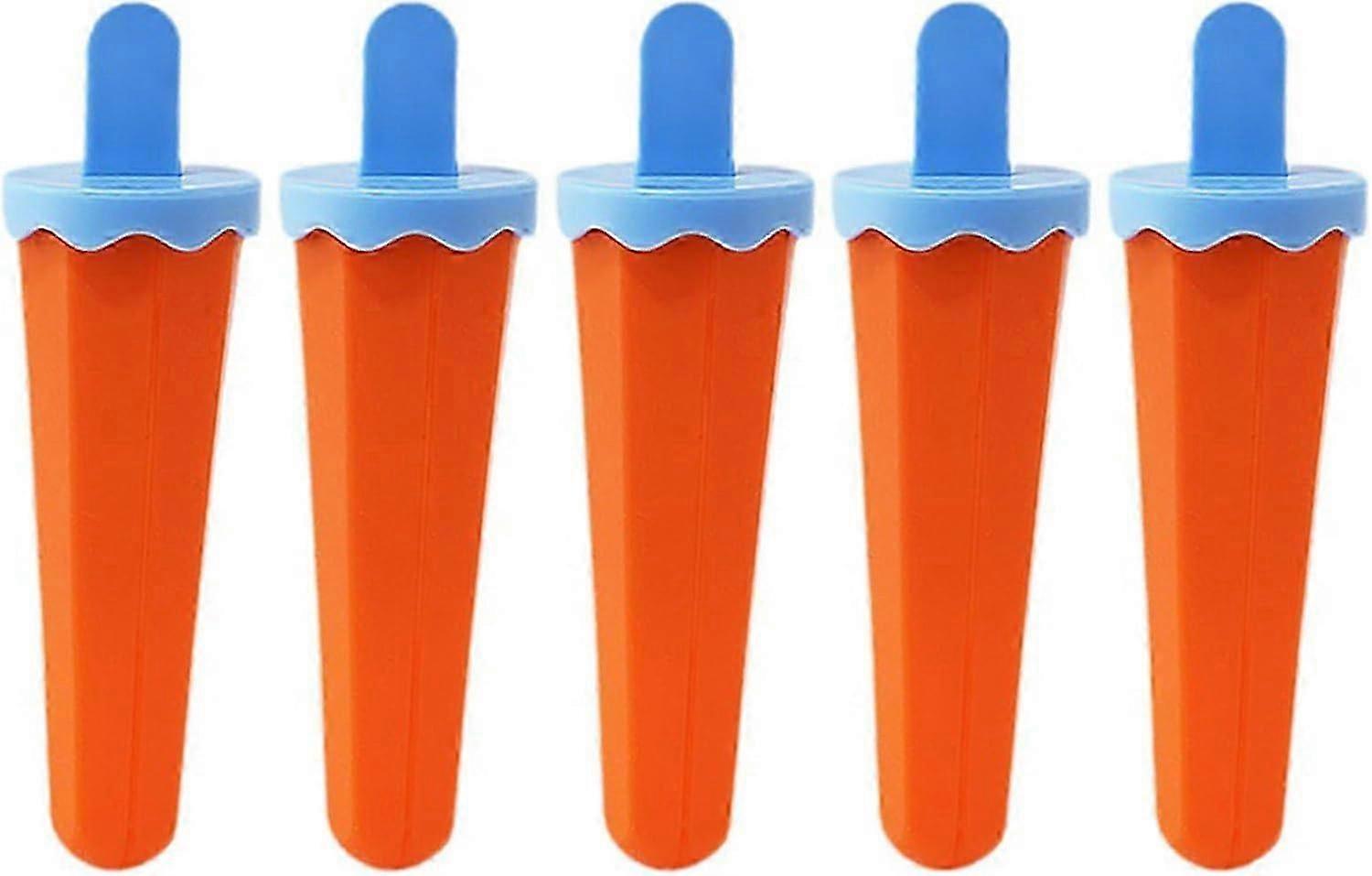 5Pcs Reusable Silicone Ice Cream Molds with Drip Guards Easy Release Silicone Popsicles Molds Reusable Ice Lollys Moulds