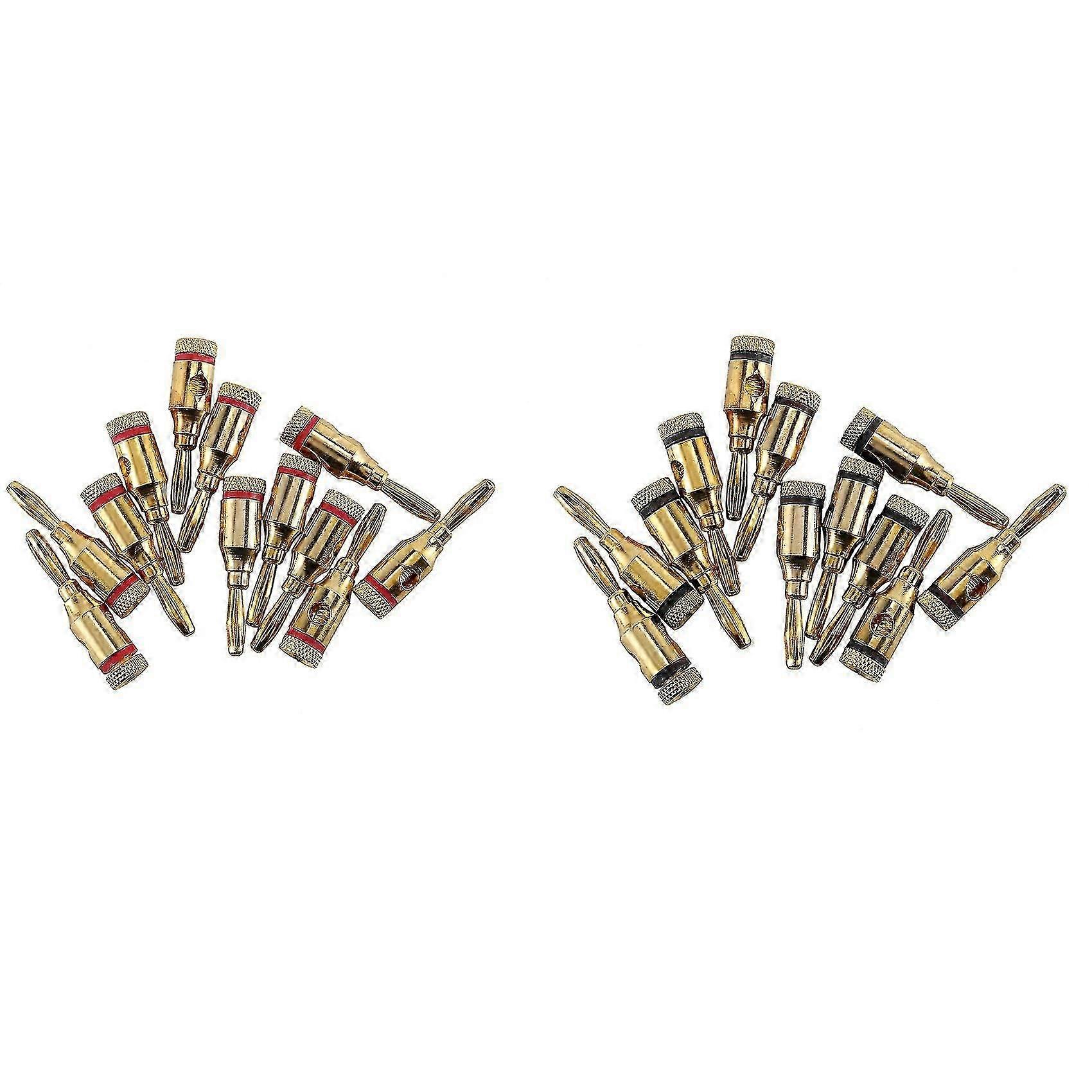 Banana Plugs Open Screw 24k Gold Plated Plugs Audio Connector pour haut-parleur Stéréo Cable, 24-pack (12