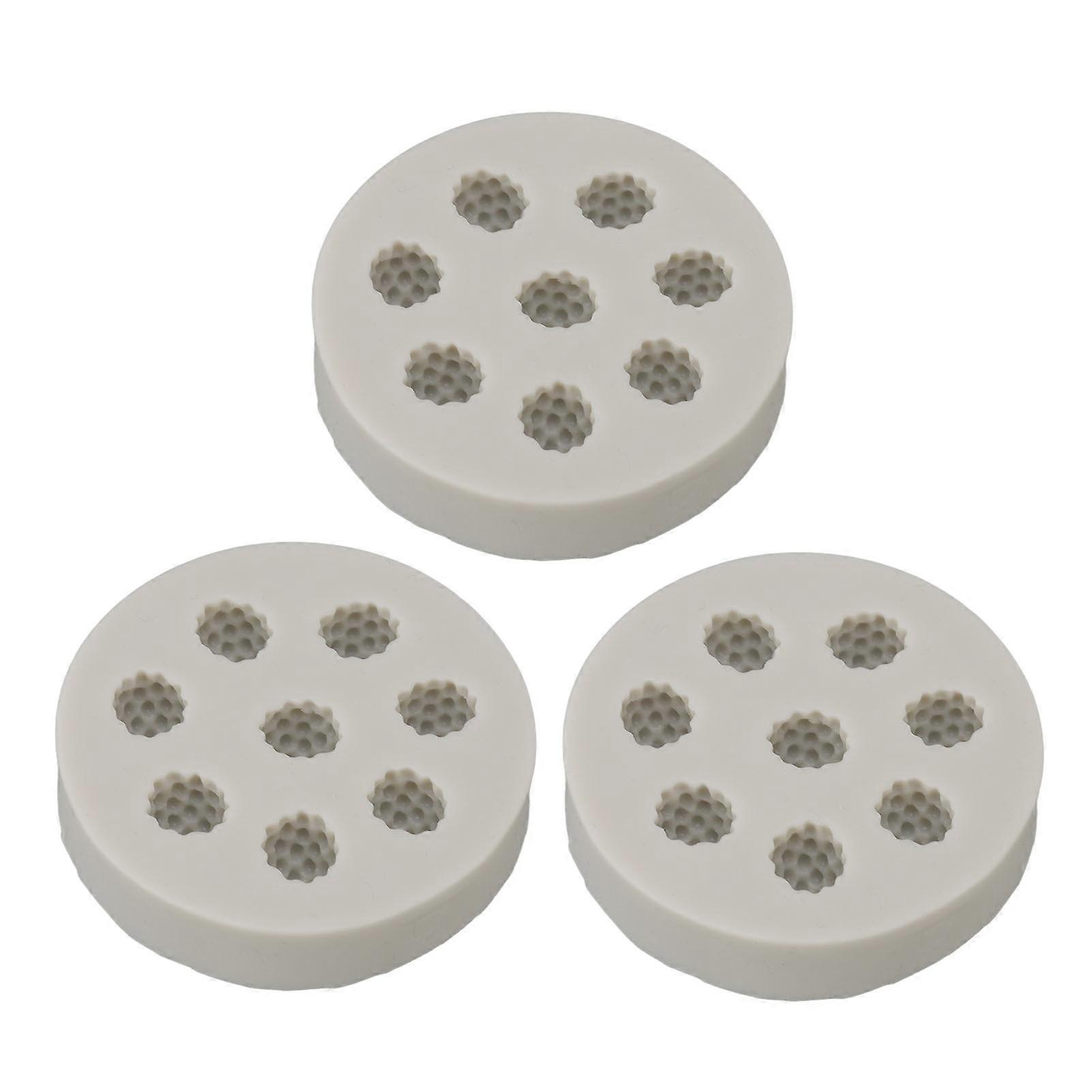 3Pcs Silicone Mold Raspberry Shape Easy Demoulding Flexible Soft Grey Baking Mold for DIY Cake Fondant Chocolate