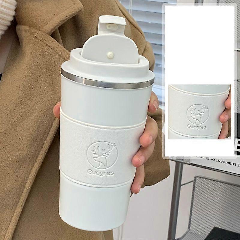 Coffee Travel Mug 17oz,Insulated Coffee Mug with Lid,Leakproof Coffee Thermos-Light Beige