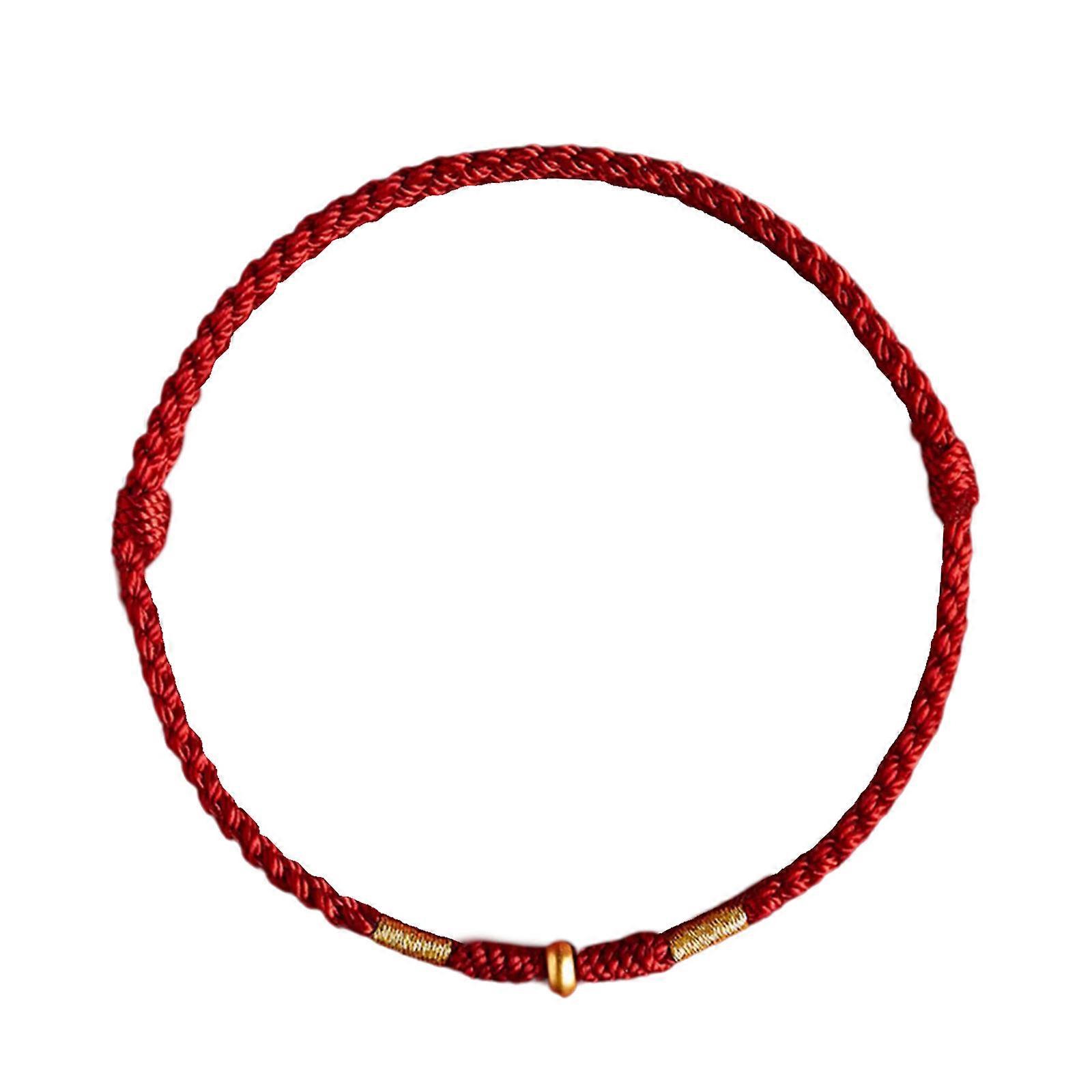 Hand Woven Red String Bracelet for Couples and Friend Golden Bead Handchain Adjustable Good Luck Bangle Accessory Happy red