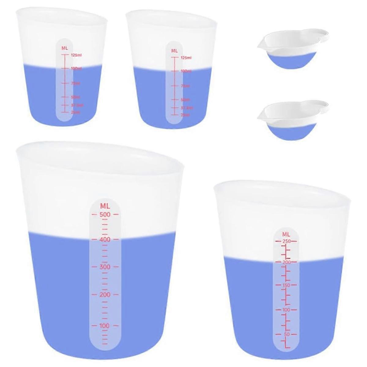 6 pcs Silicone Cup Set, 500ml, 250ml and 125ml