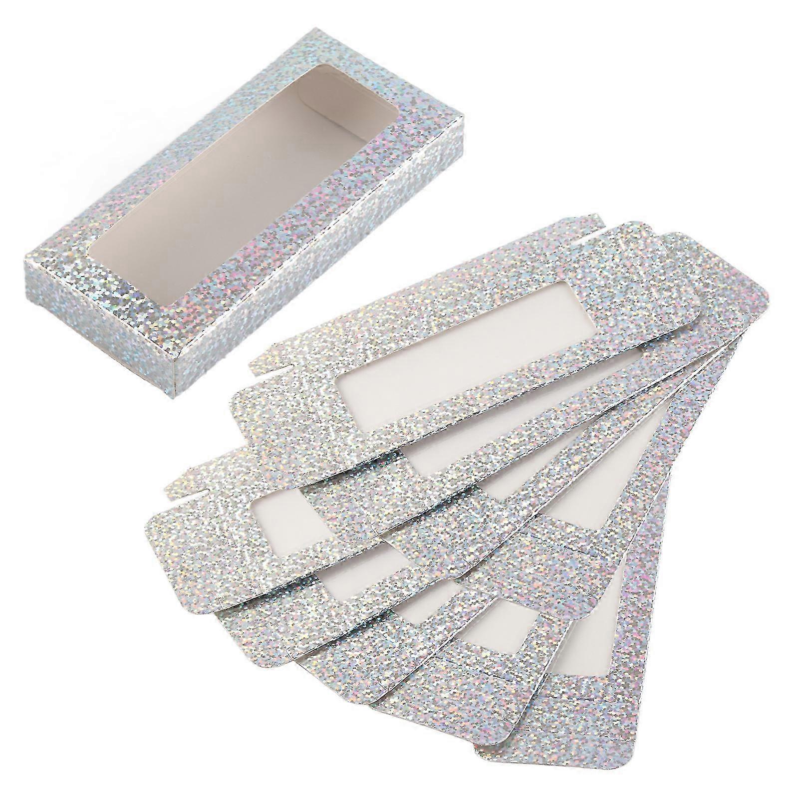 10pcs False Eyelashes Storage Case False Eye Lashes Grafting Eyelash Box OrganizerSilver Small Sequins