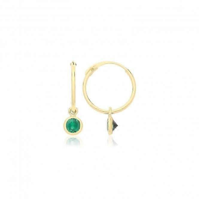 9ct Yellow Gold Sleepers With Hanging Coloured Zirconia ES754E