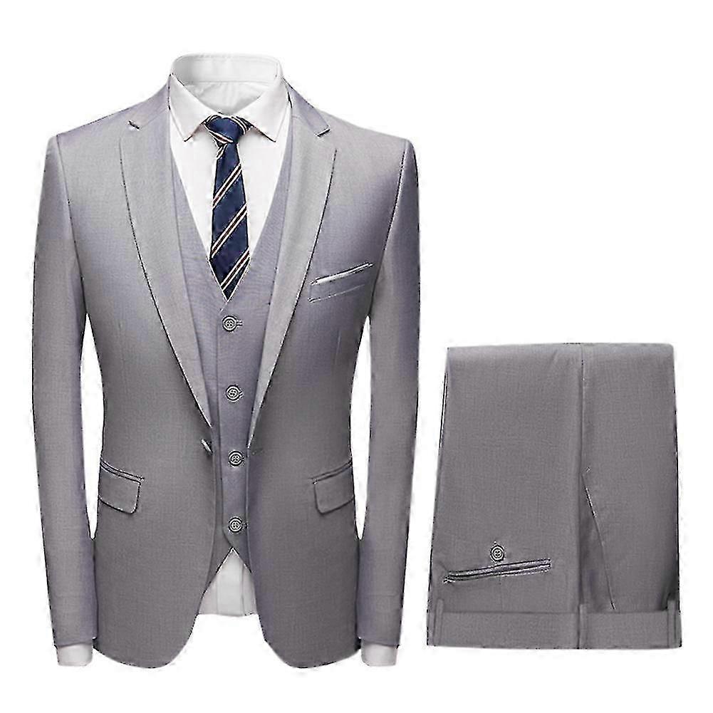 "Homemiyn Men's Classic Business Social One Button Solid Color 3-piece Slim Fit Suit (σακάκι + γιλέκο + παντελόνι)"