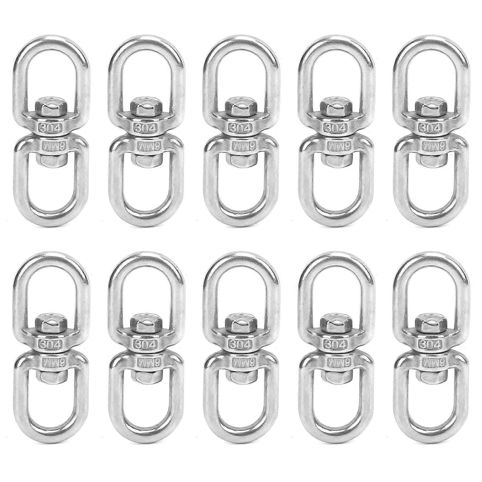 10Pcs Swivel Hooks M6 Double Ended Stainless Steel 8‑Shape Shackle Ring Connector