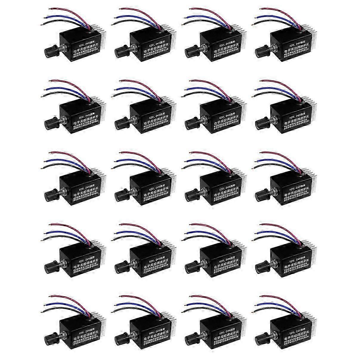 20Pc Motor Speed Regulator DC 12V/24V 10 A Motor Speed Controller Switch for Car Truck Fan Heater C