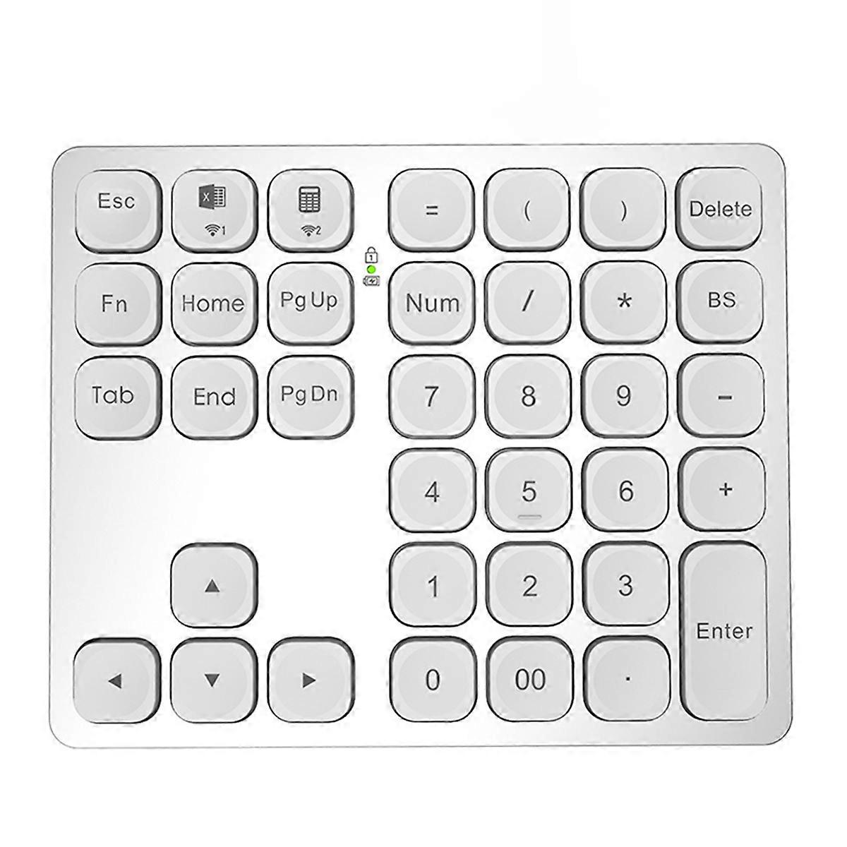 Dual Bluetooth Numeric Keyboard Rechargeable Wireless Numpad-Silver