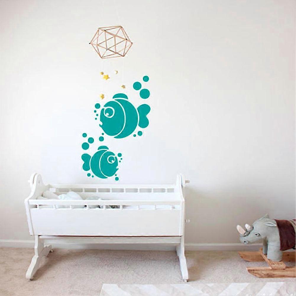 Fishes Shape Sticker Living Room Bedroom Backdrop Wall Decorative Decal(Green)