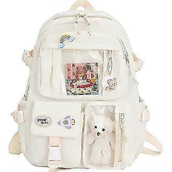 Rucksack mit Kawaii-Anstecker und Zubehör, großer Kapazität, süßer Bären-Zubehör-Rucksack für die Schule, mehrere Taschen, Kawaii-Handtasche, japanische Schultasche für