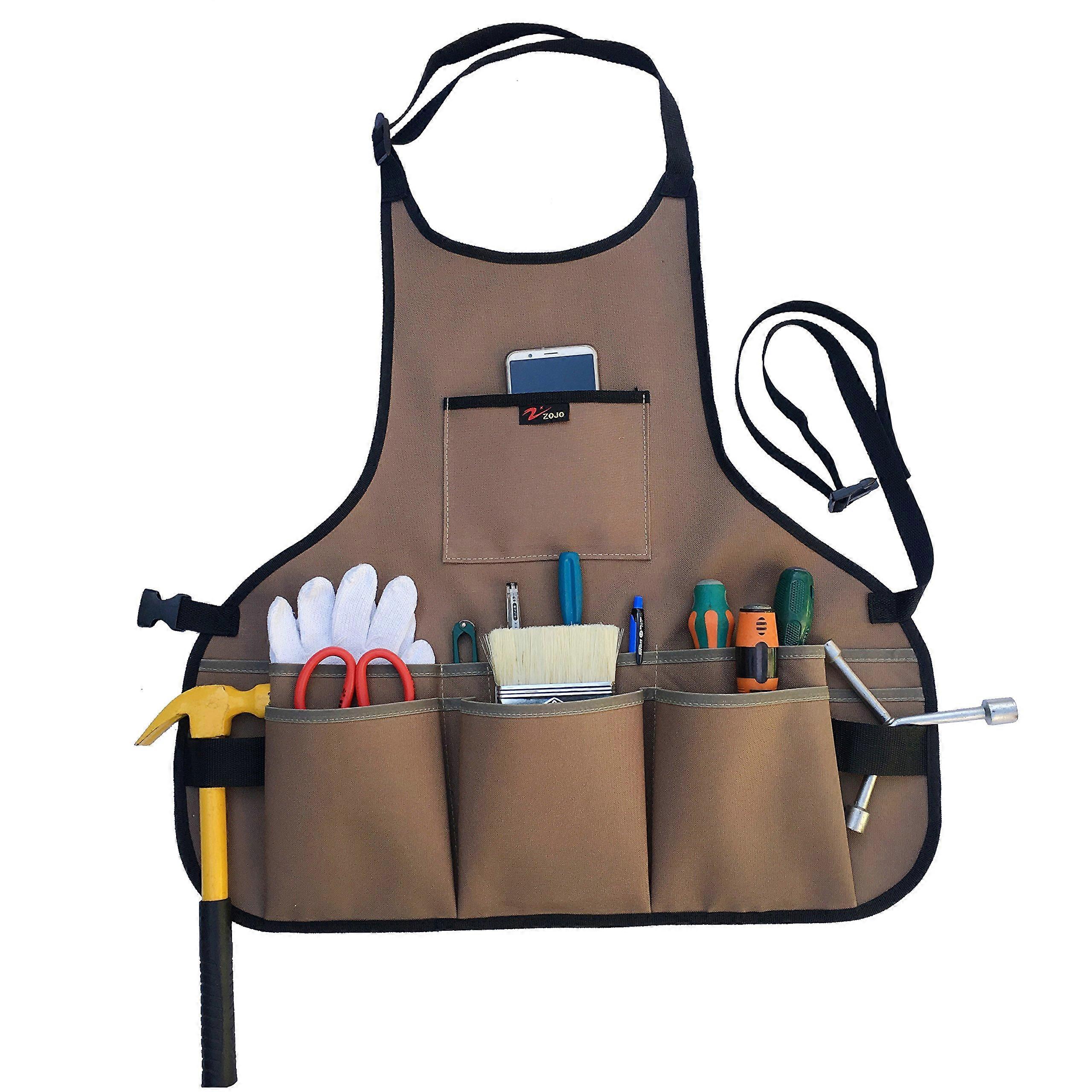 Garden Tool Apron Adjustable Canvas One Size Fits All With Tool Pockets For Gardening Workers