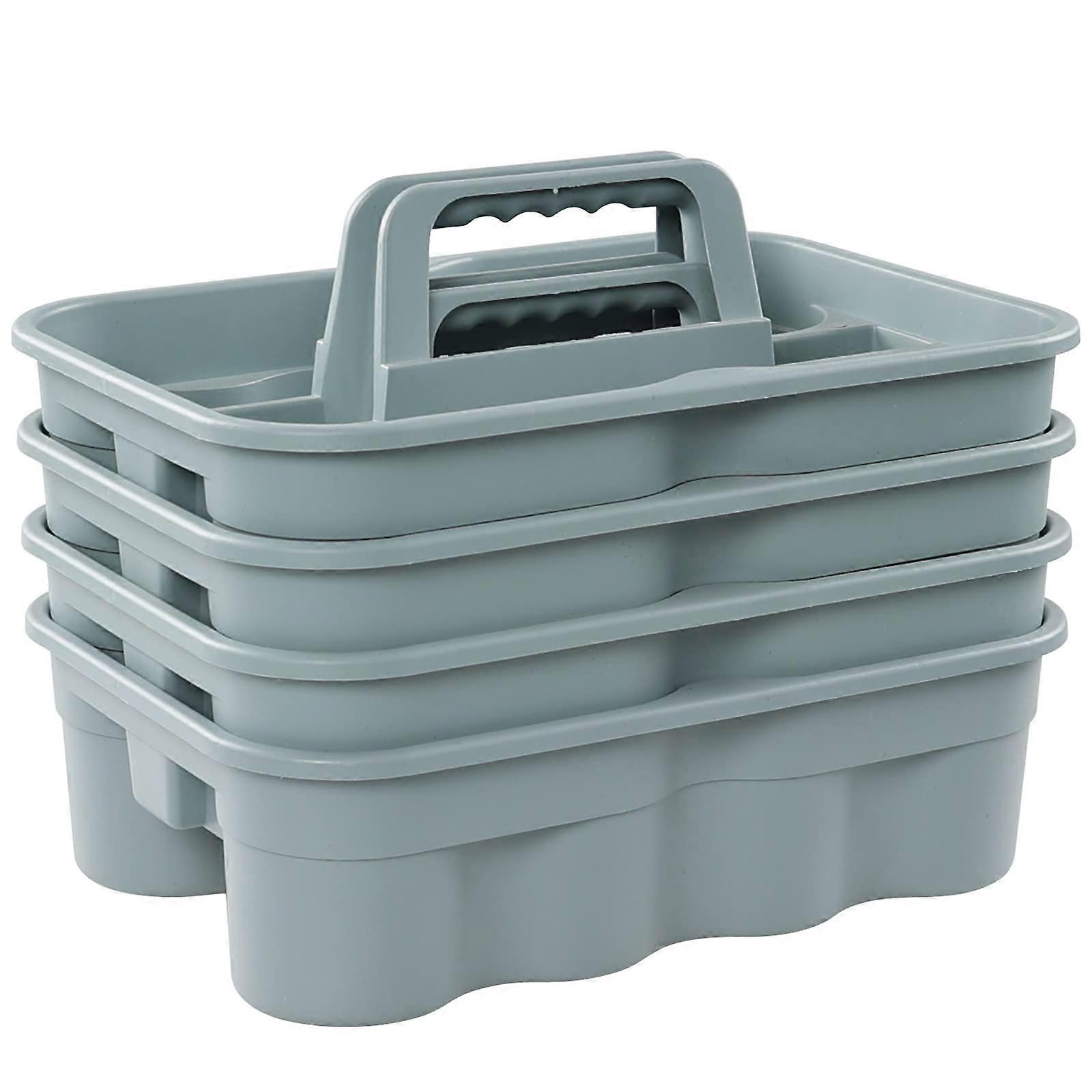 4 Pack Grey Plastic Caddies for Storage Cleaning Tool
