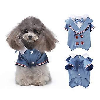 Dog Shirts for Wedding, Puppy Tuxedo, Dog Formal Wear, Doggie Tux, Suit and Tie Costume (Blue)