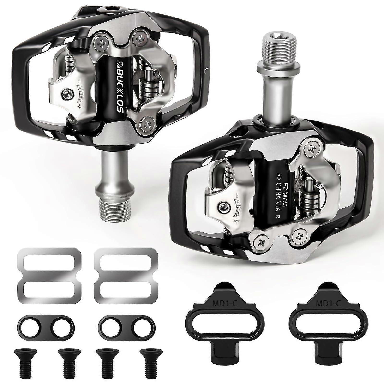 Clip Pedals for SPD Mountain Bike Clipless Dual-Sided Pedals for Road and Spin Bikes, Lightweight Aluminum Design