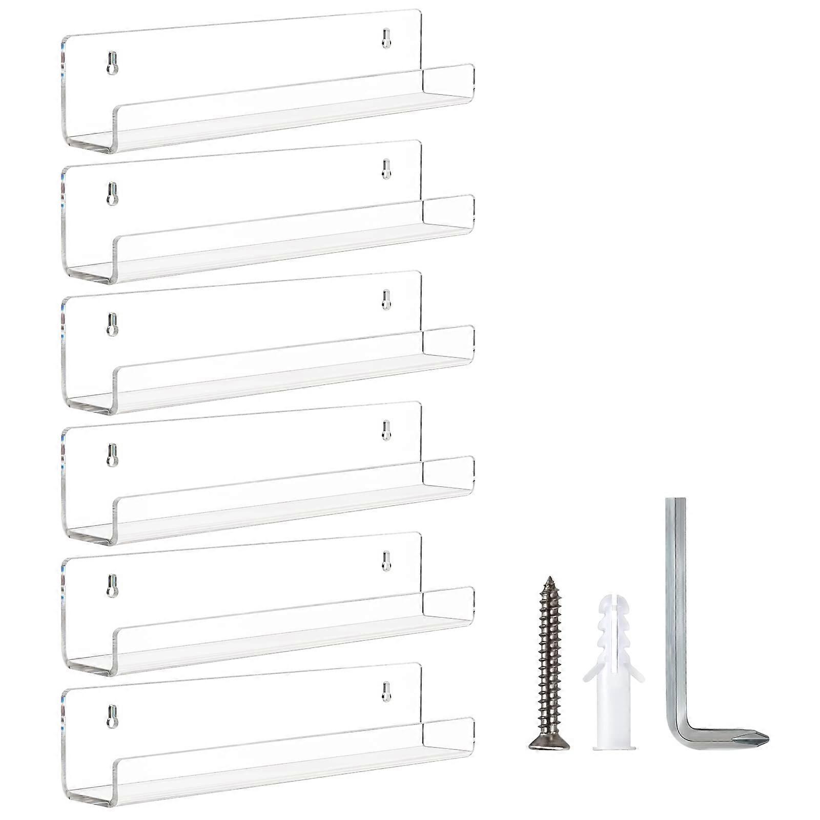 Acrylic Clear Floating Shelves, Wall Mounted Acrylic Invisible Bookshelf,Spice Rack Organizer