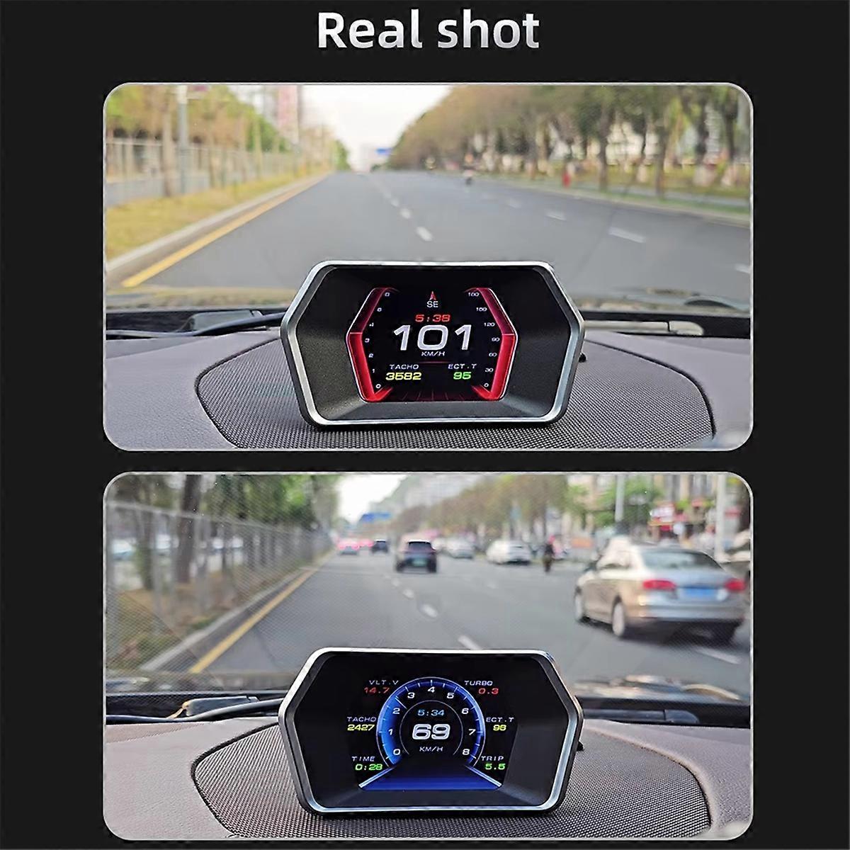 P17 HUD Head Up Display Car Display OBD2 GPS Car Computer Digital Speedometer Voltage Water Oil Tem