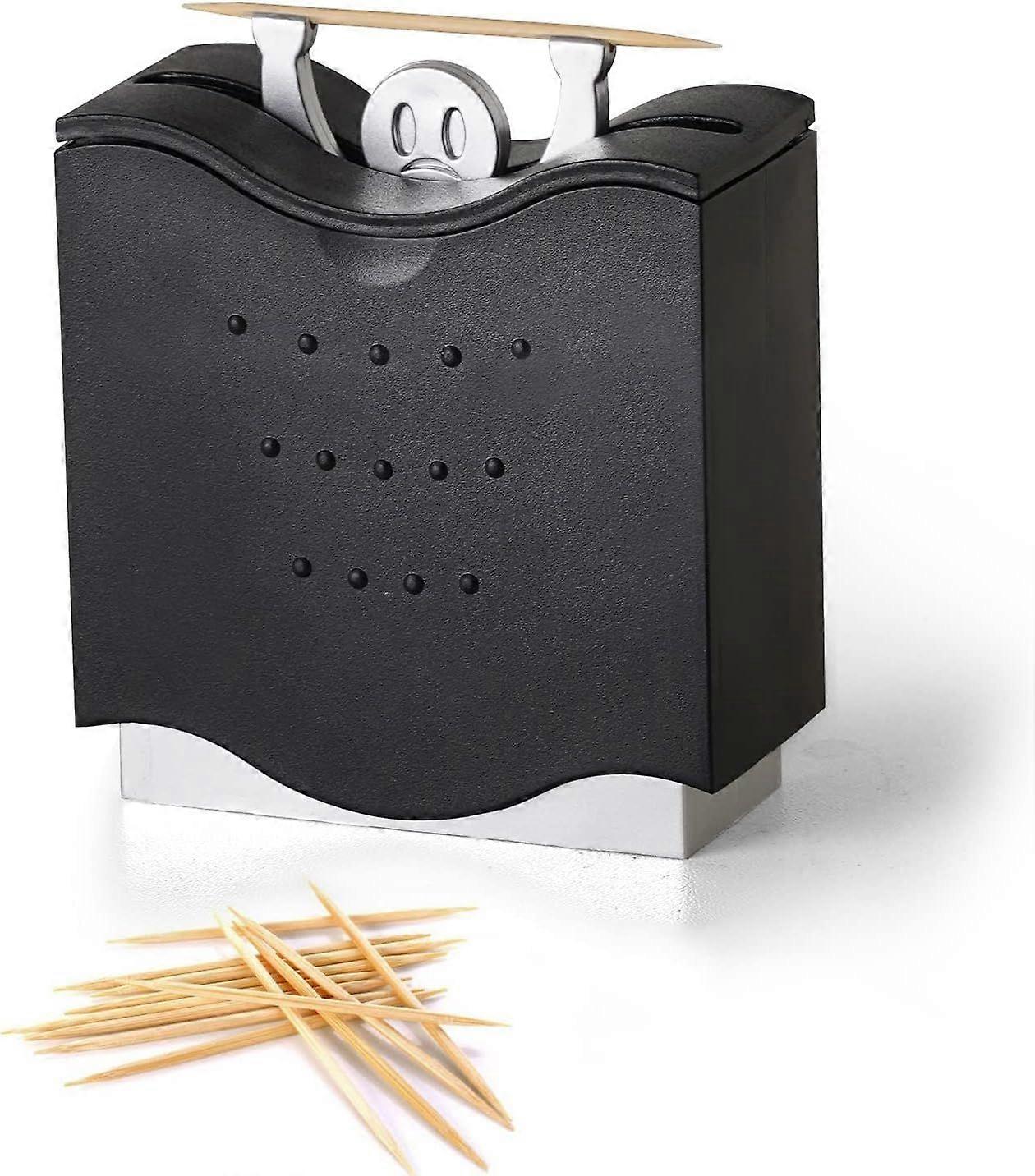 Fun Toothpick Holder Cute Toothpick Dispenser (Black)