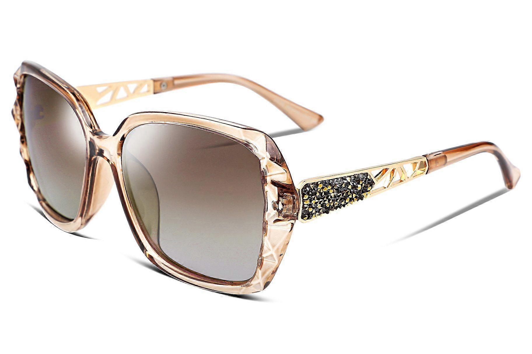 Polarized Women Square Sunglasses Sparkling Composite Shiny Frame B2289