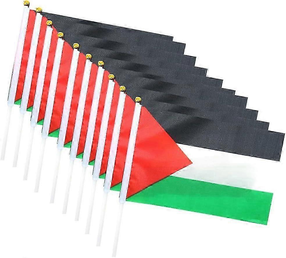 Palestine Flag Small with Pole, 14x21cm Palestine Hand Waving Flag, Double Sided Handheld Palestine Flags, Palestine Flag