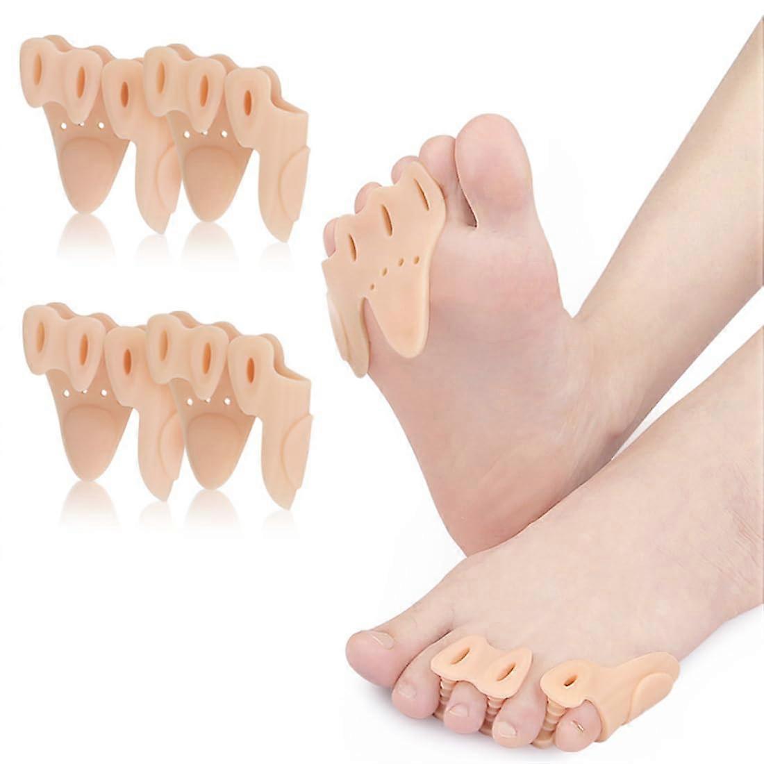 Pinky Toe Separators, 2 Pairs Threeholes Gel Toe Separator AntiFriction Toe Protectors