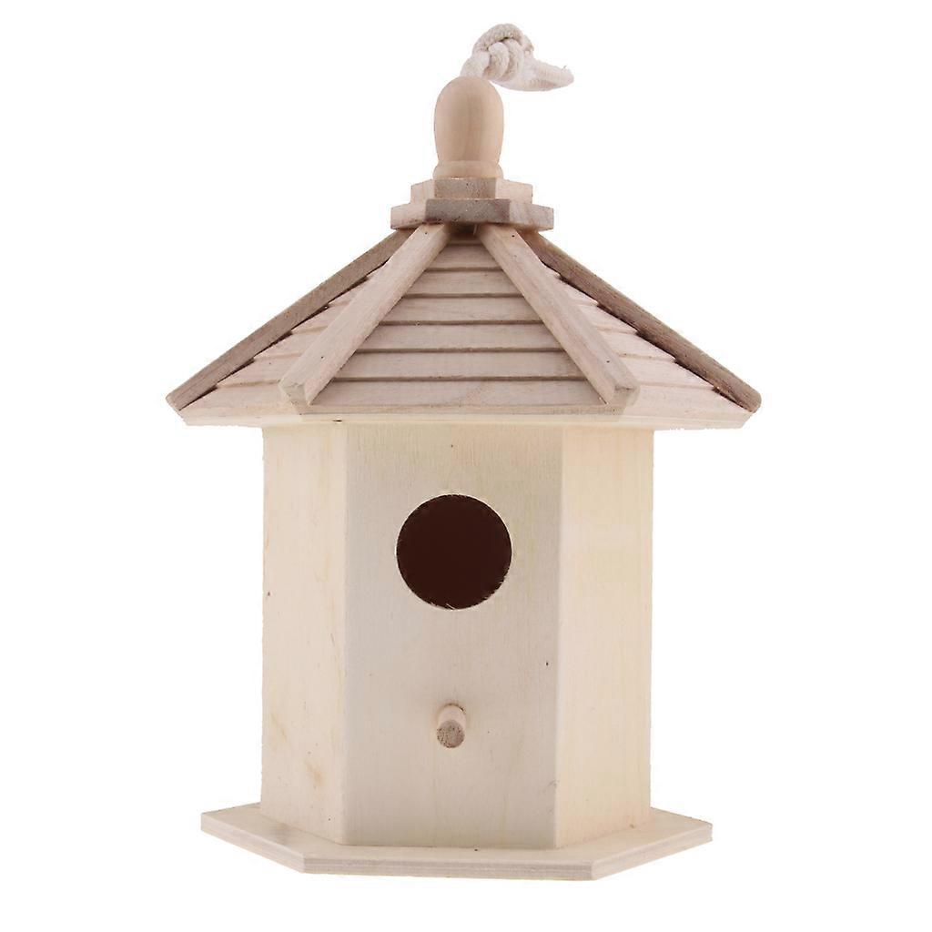 Traditional Solid Wooden Bird Nesting Box Hanging Wall House Feed Station