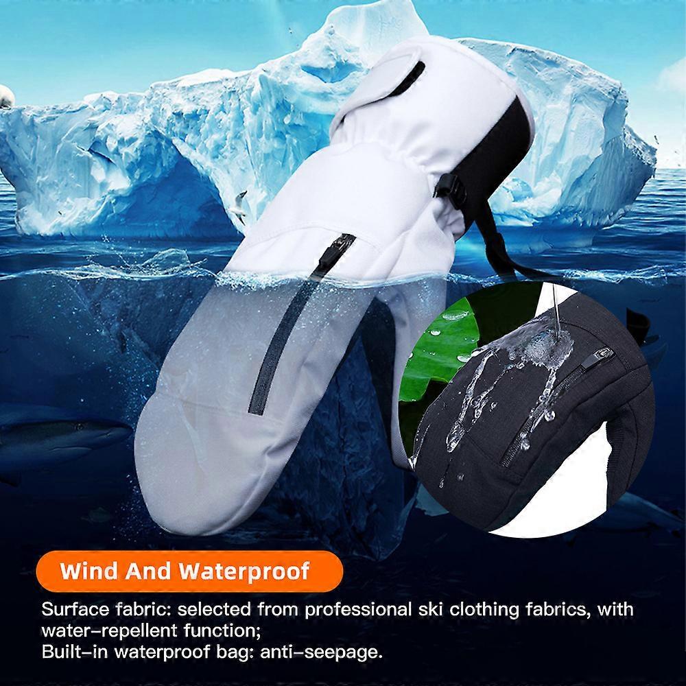 Wasserdichte Skihandschuhe M-XL Schwarz Weiß Grau Touchscreen Schneefäustlinge