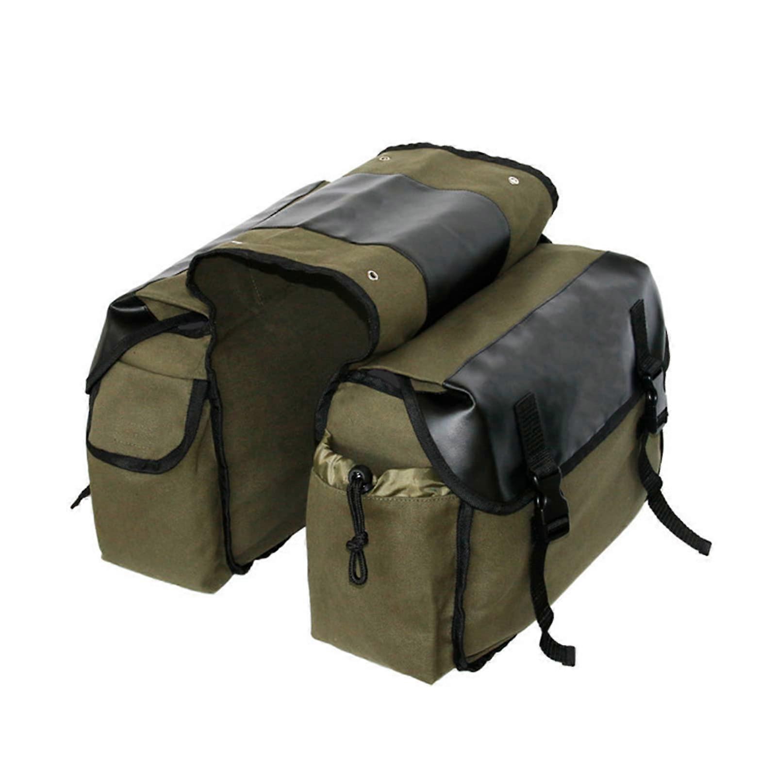 capacity saddlebag with pouch for canvas riding gear  tools,  quality, durable and practical saddlebag for Shadow 750 (army green).