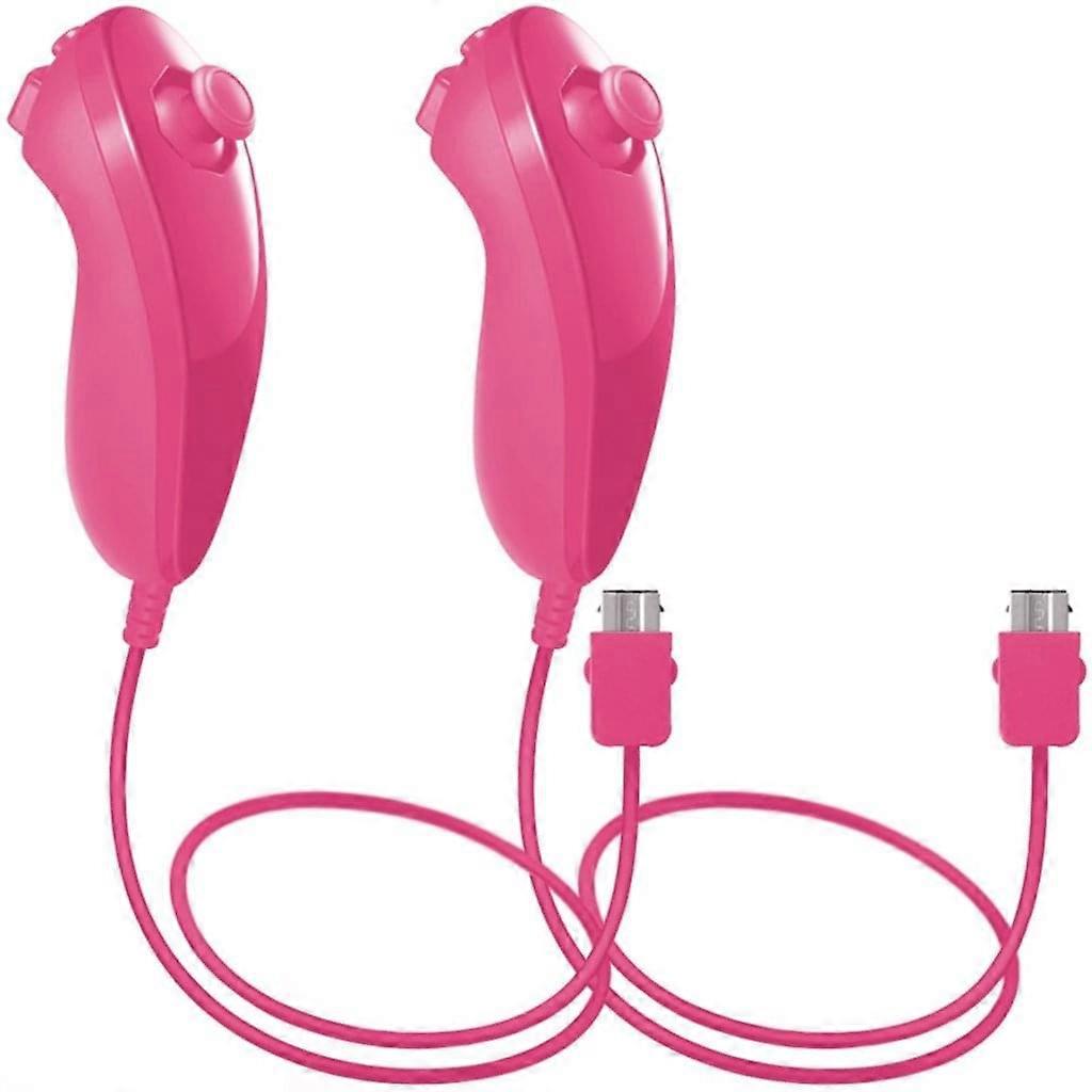 Nunchuck Controllers  2 Packs Replacement For Video Game - Pink