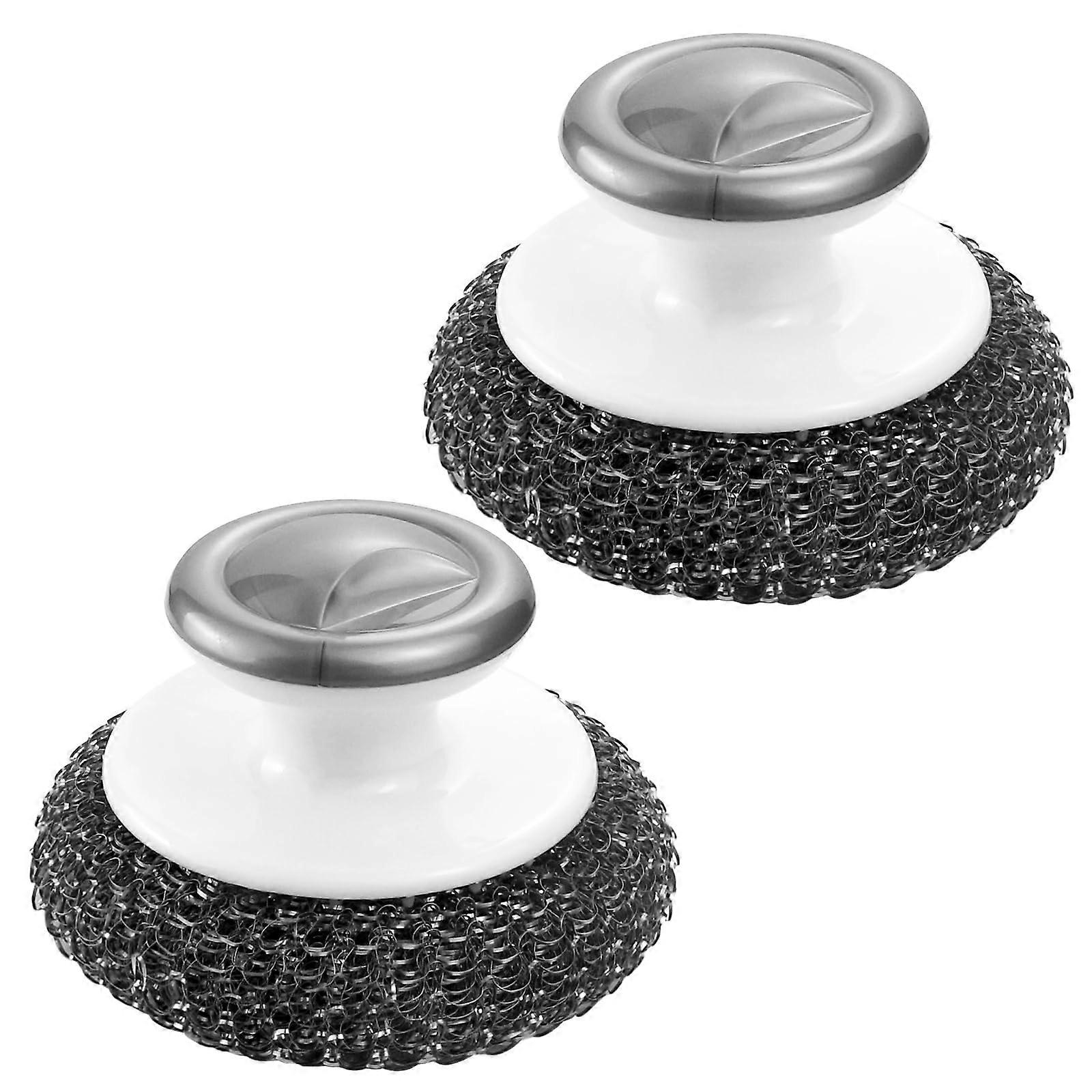 ハンドル付き 2 PCS ステンレススチールウールスクラバー、鍋やフライパン用のステンレススチールクリーナー