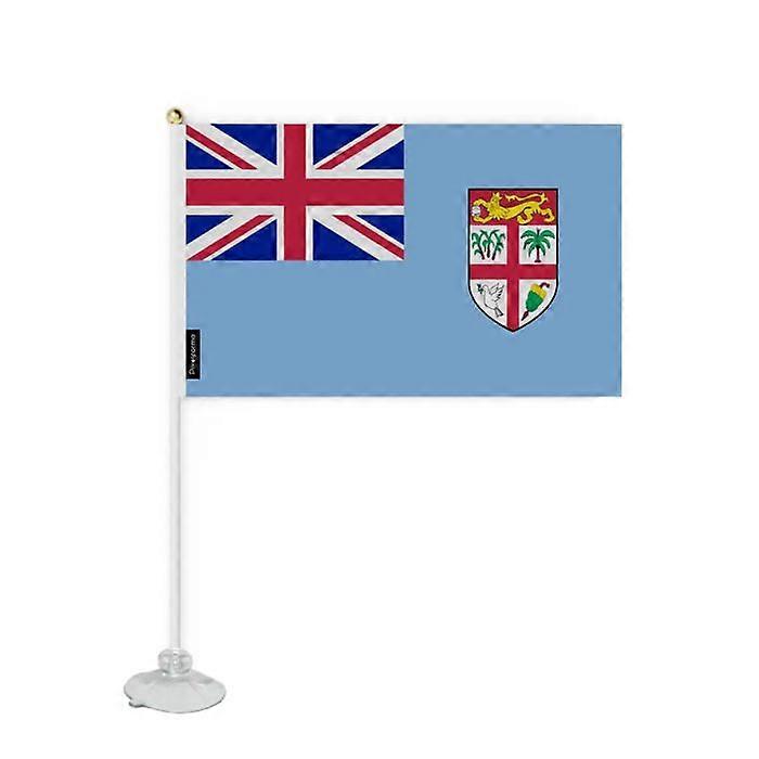 Flag - Fiji - Mini Suction Cup Flag - 14 x 21 cm - Polyester - Double-Sided Print