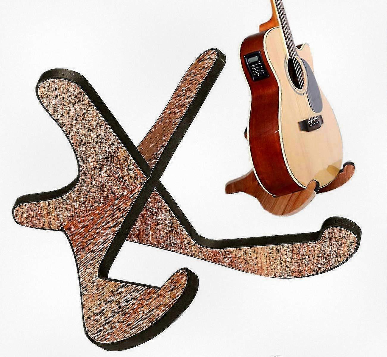 Thickened Wooden Guitar Stand, Universal X-frame Design with Soft Leather Edges for Various Instruments