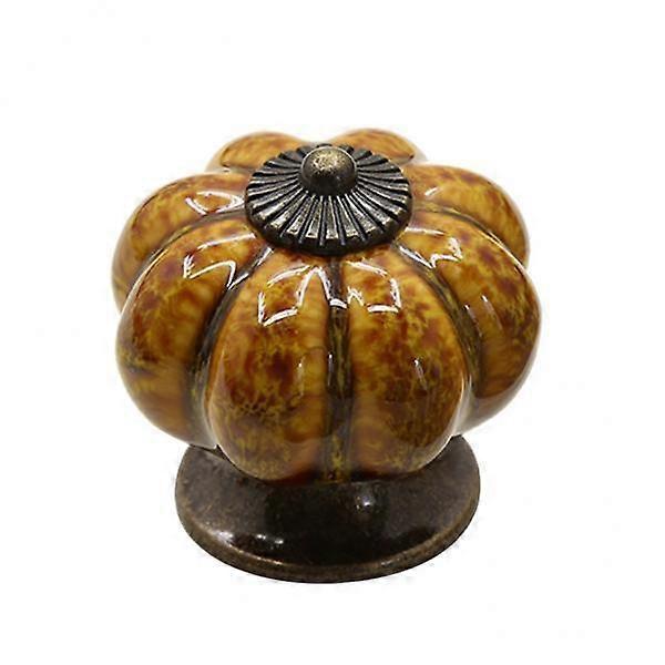 4 Round Pumpkin Shape Ceramic Cabinet Pull Knobs, 1.6x1.6x1 Inch