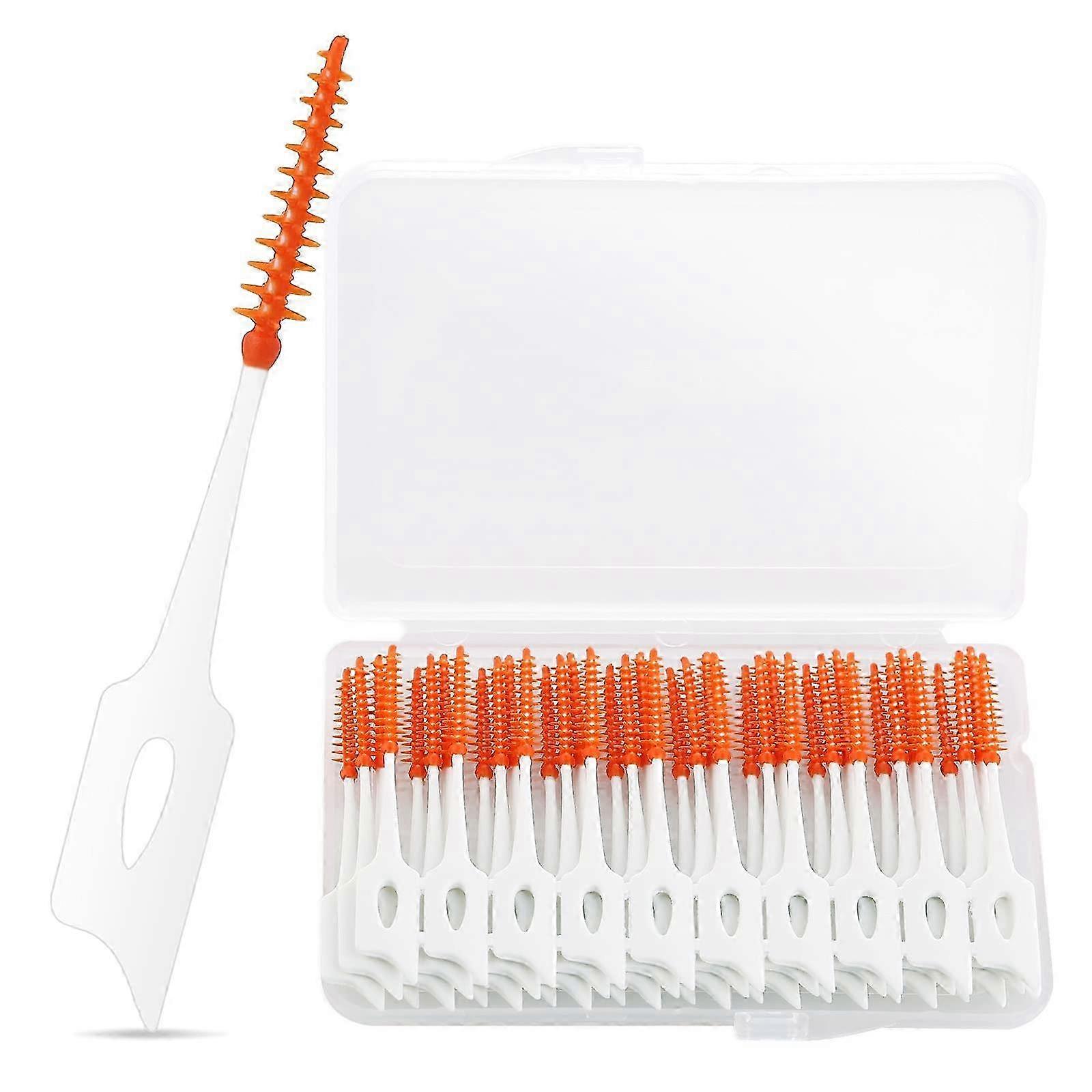 200 Pieces Interdental Brushes Orange with Storage Case SZRH